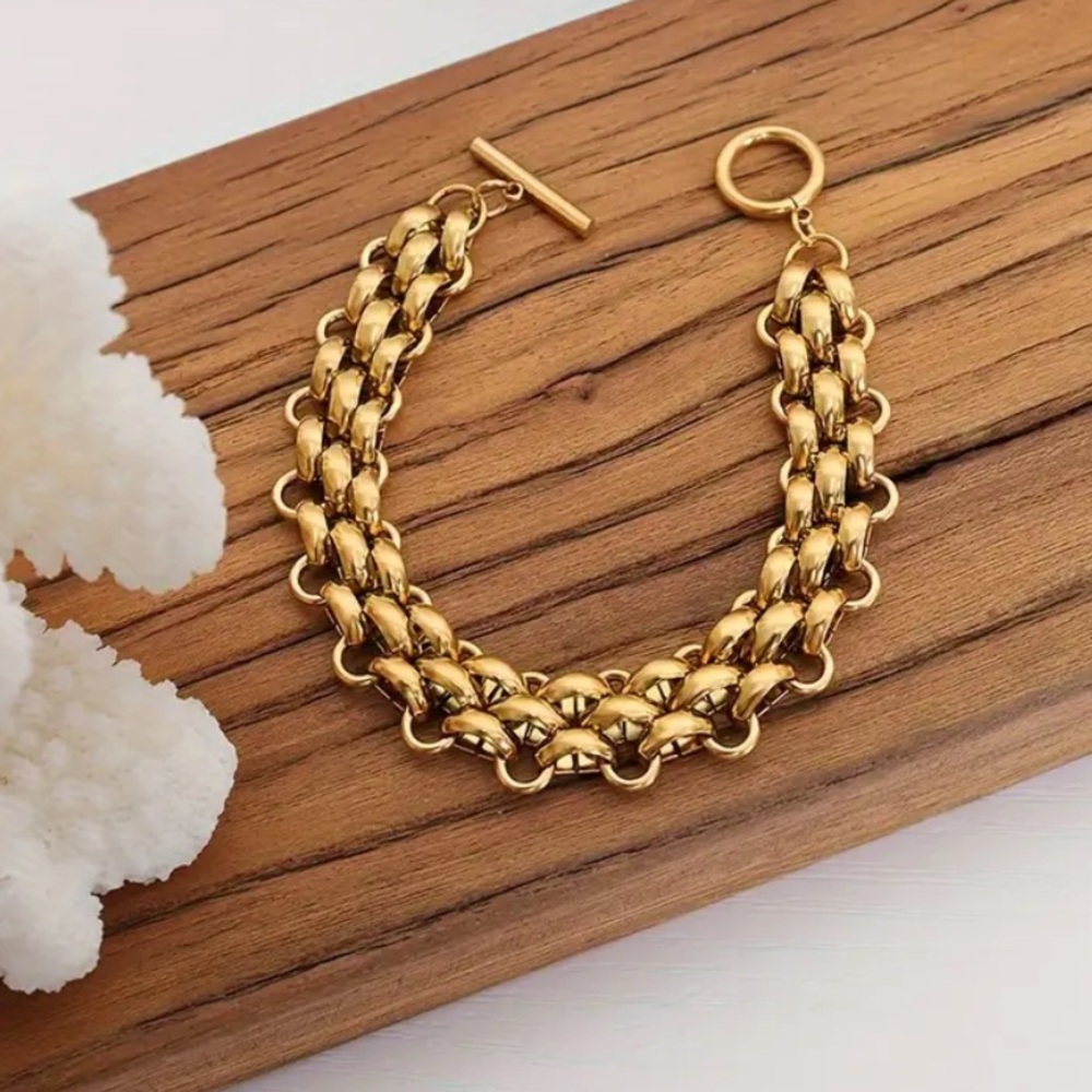 Elegant 18k  Gold Plated Stainless Steel Chain Bracelet